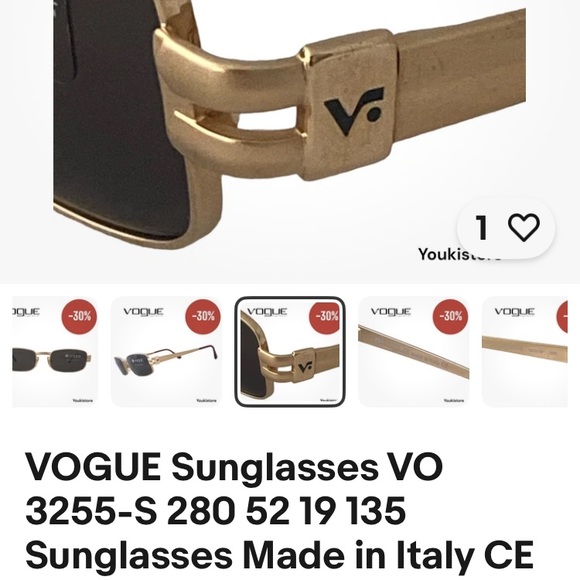 Rectangular Dark Brown Prescription Lens Sunglasses/Gold Tone Frame/Unisex/Case - Picture 16 of 16